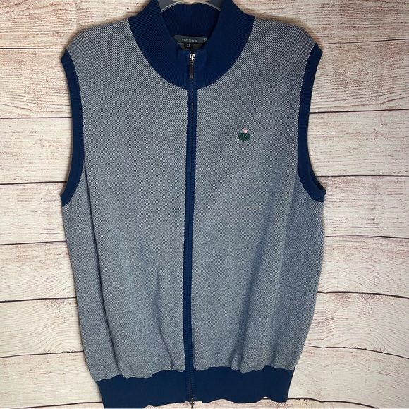 turtleson Other - Men's Turtleson Knit Vest Size XL Full Zip Front Blue Mock Neck Pima Cotton EUC